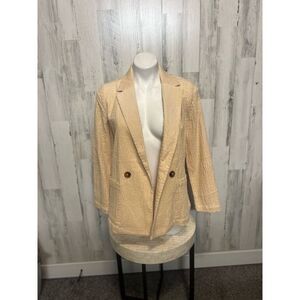 Daniel Rainn Textured Beige Blazer Jacket Size XS Double Button Lightweight